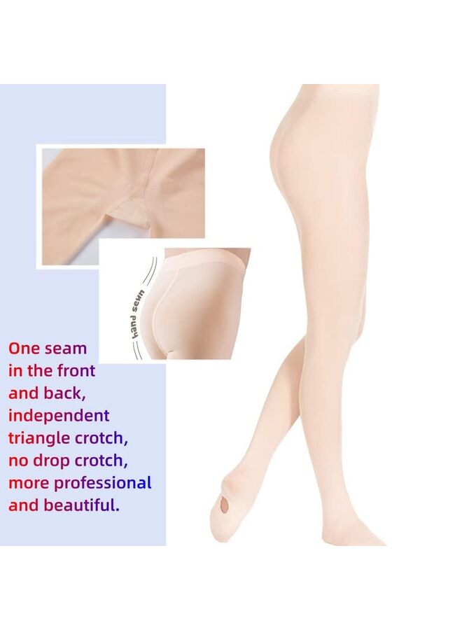 LAMAY 3 PCS Pink dig hole, 60D dig hole high bounce adult size 140-170cm Girls' Convertible Ballet Tights/Soft Transition Dance Tight - Image 4